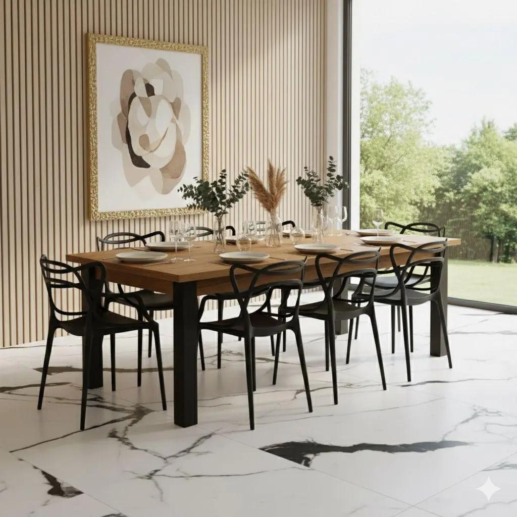 Mesa De Jantar 150x90cm Design Moderno + 6 Cadeiras Allegra
