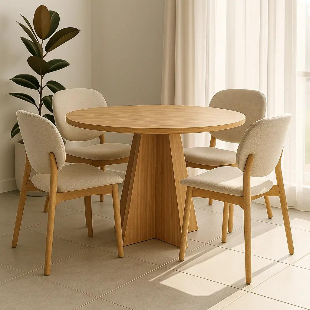 Mesa de Jantar Redonda 90cm Mel Viero Flipp Tampo MDF
