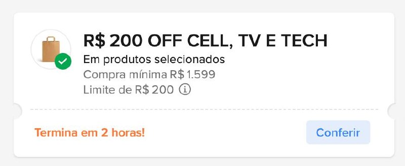 Cupom Mercado Livre R$200 OFF em Produtos Tech