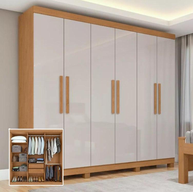 Guarda Roupa 6 Portas Easy Slim Amendoa Clean