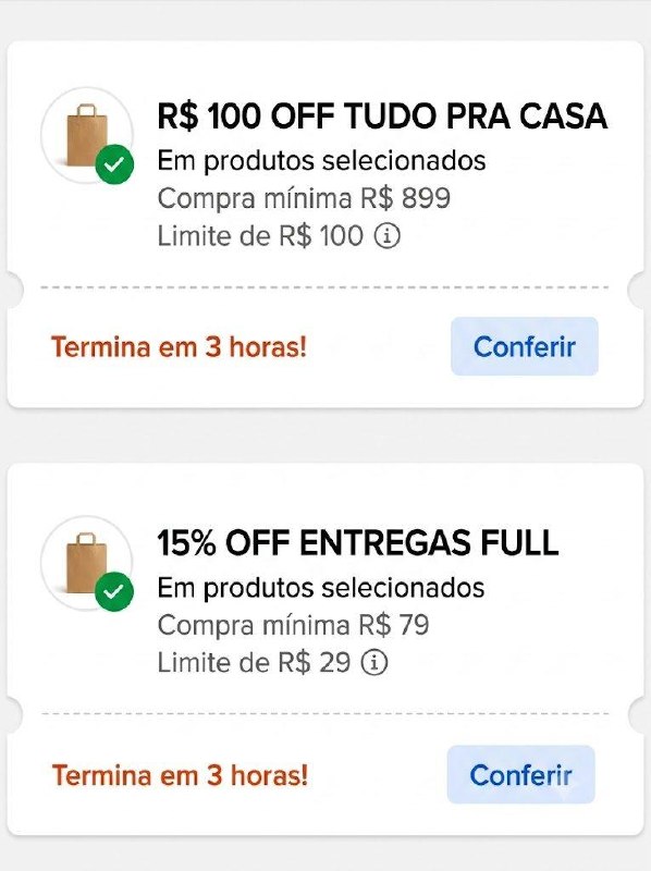 Cupons Mercado Livre - R$100 OFF e 15% OFF
