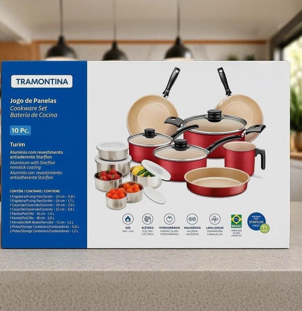 Jogo de Panelas Tramontina Turim 12 Peças com Kit Tigelas Inox
