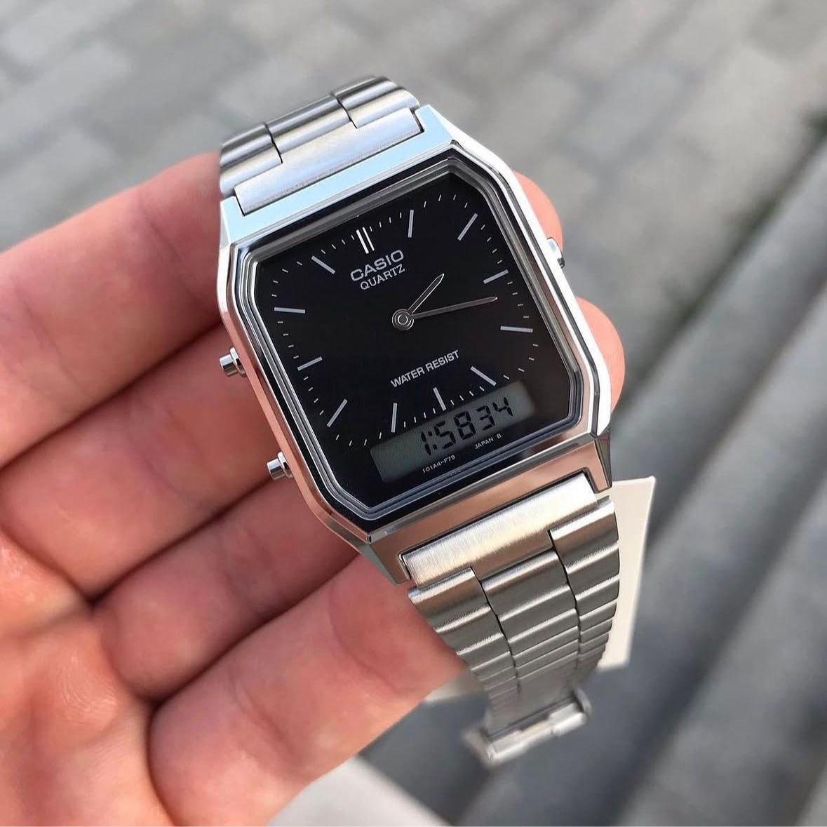 Relógio Casio Unissex Vintage Prata AQ-230A-1DMQ