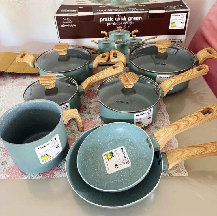 Jogo de Panelas 10 Peças Mimo Style Pratic Cook Verde