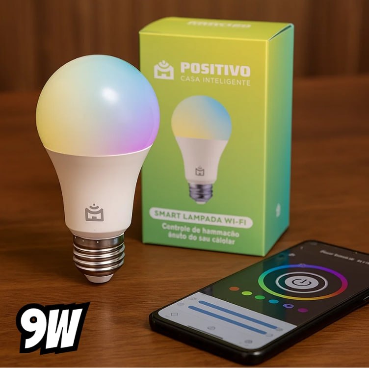 Smart Lâmpada Wi-Fi Positivo 9W RGB Bivolt
