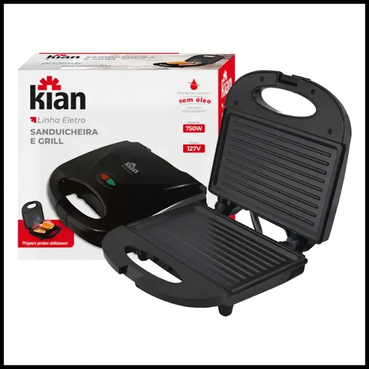 Sanduicheira Grill 2 em 1 Preta 750W Kian
