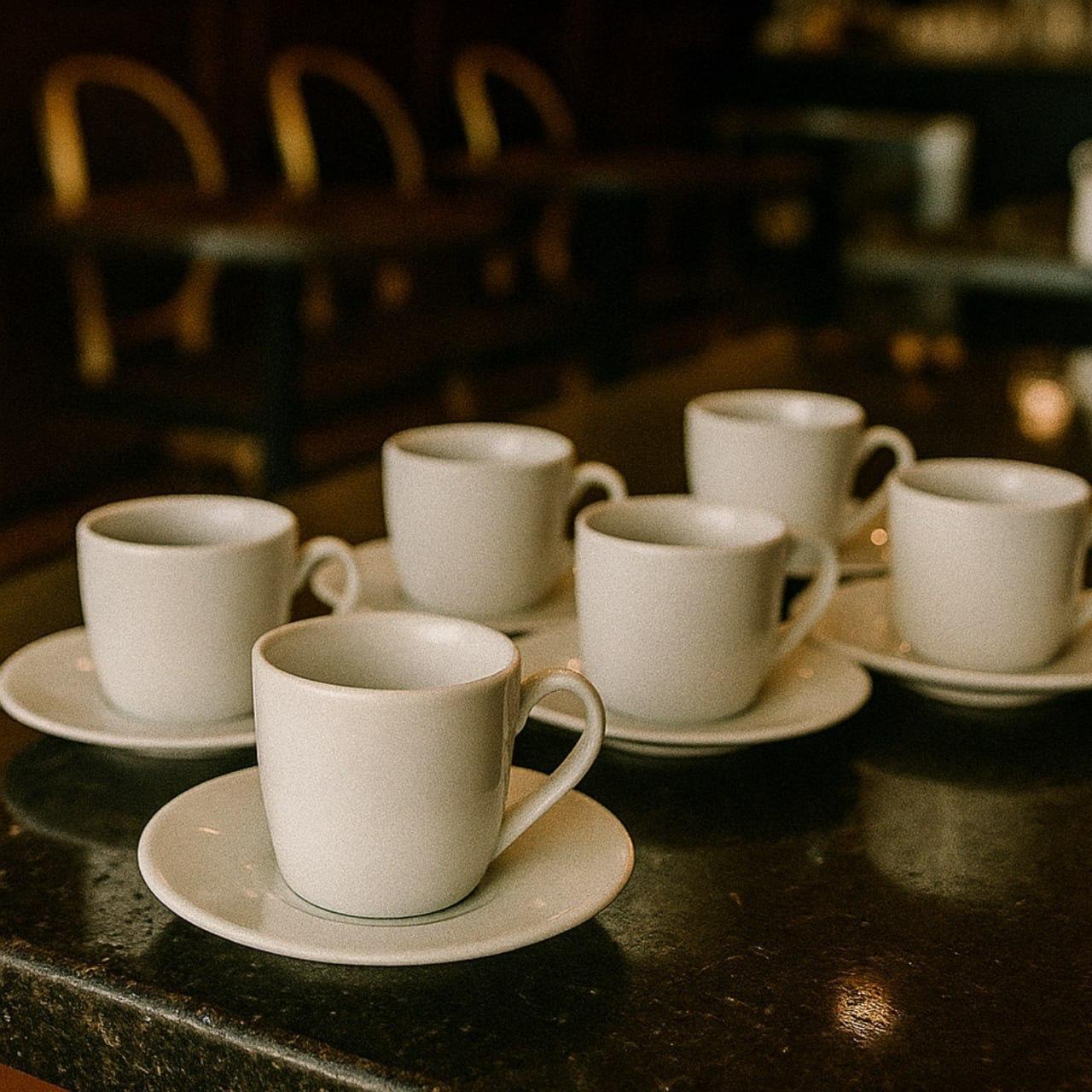 Jogo Xícaras Café com Pires Porcelana Branca 12 Peças