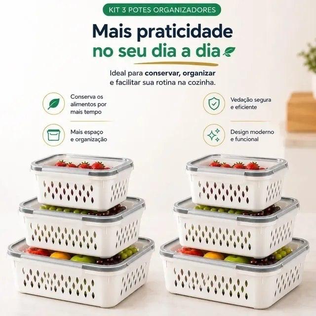 Kit 6 Organizadores Escorredor Geladeira Hermético