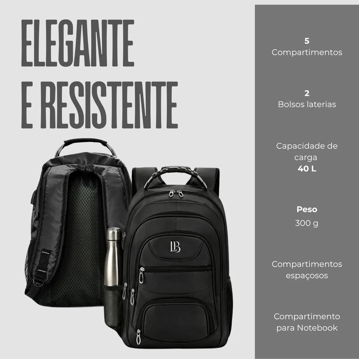 Mochila 40L Impermeável Resistente para Notebook até 17"