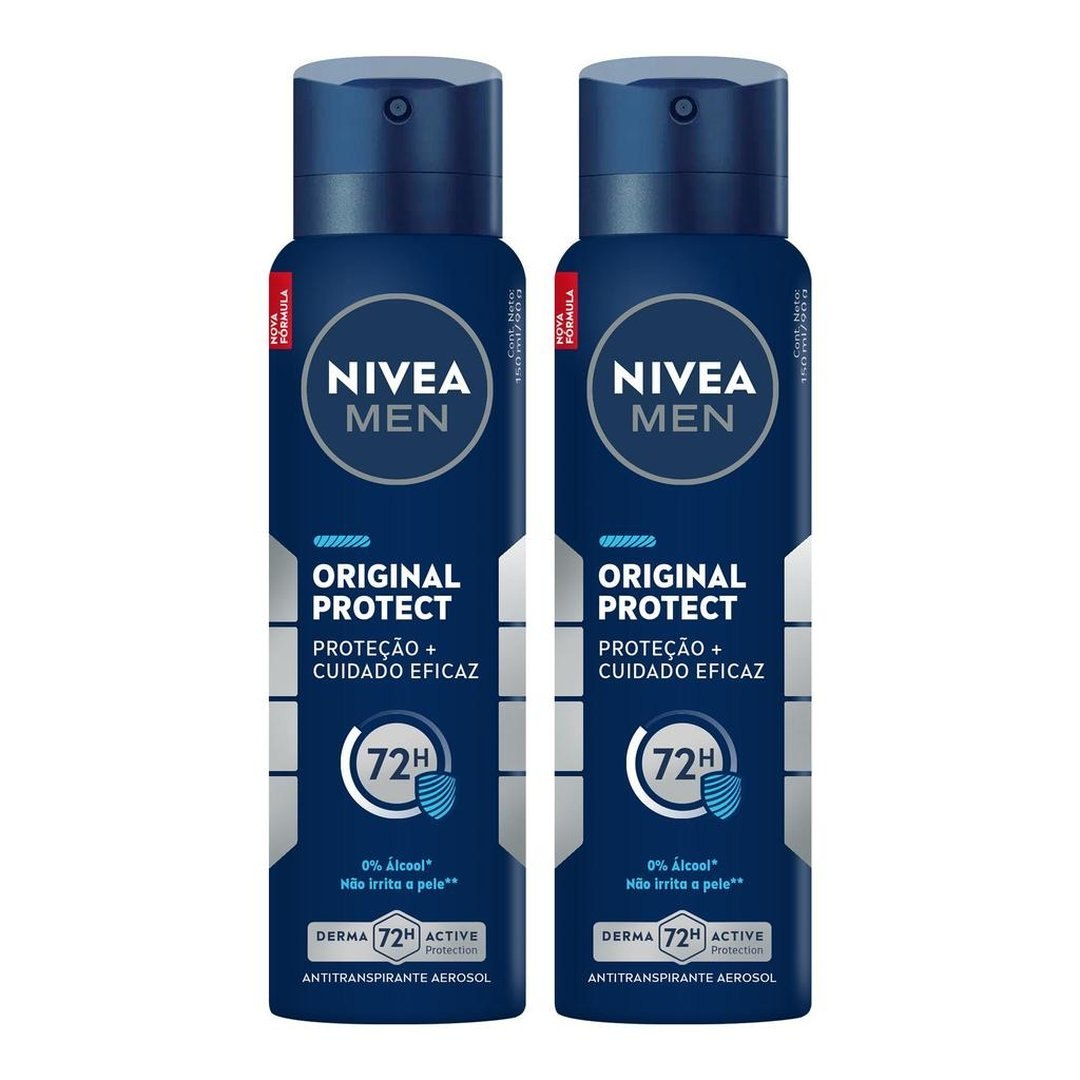 Kit NIVEA MEN Desodorante Antitranspirante Aerossol Original Protect 150ml