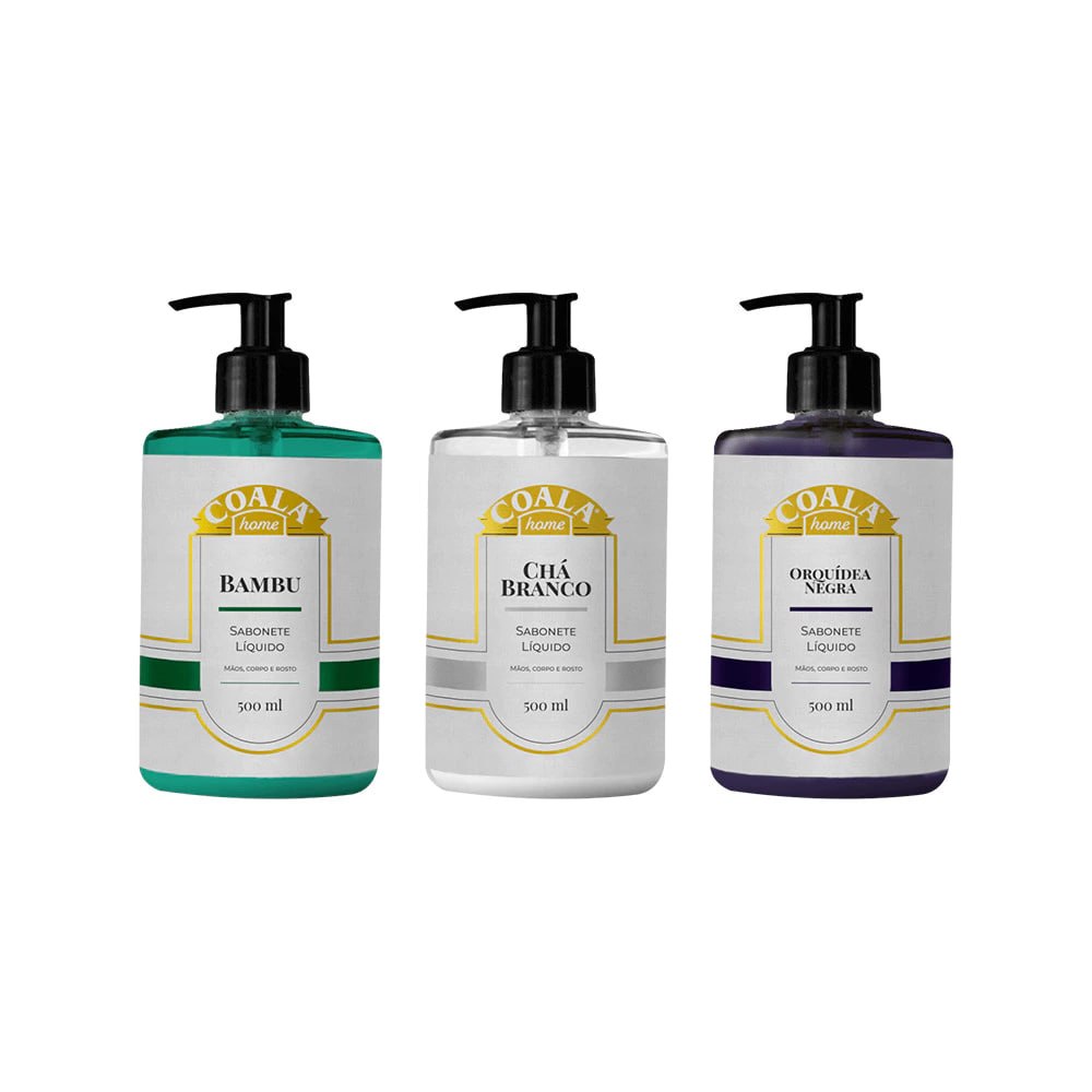 Kit 4 Sabonetes Coala Home - Bambu, Chá Branco e Orquídea Negra