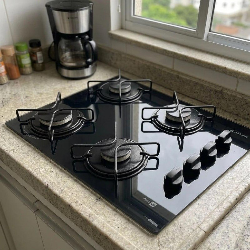 Cooktop 4 Bocas Atlas Agile Up Mesa Vidro Mega Chama