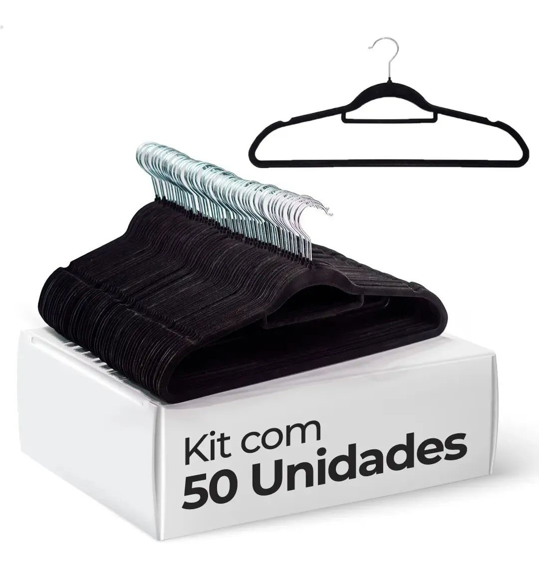 Kit 50 Cabides Veludo Antideslizante Slim Vittak