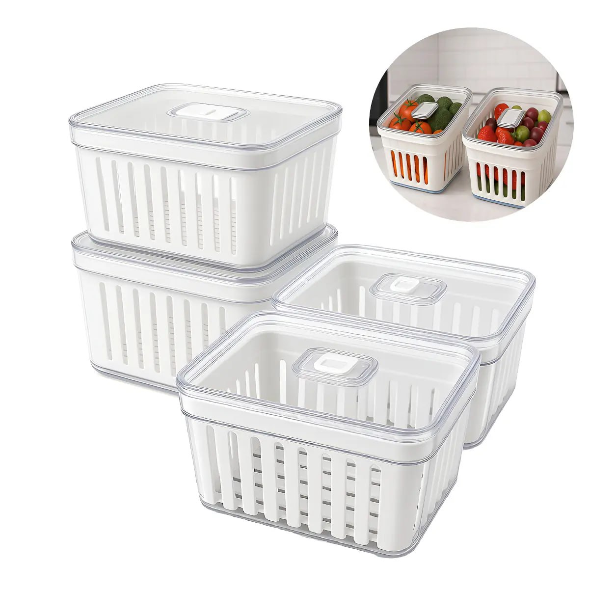 Kit 4 Potes Acrílico 3,8L Organizador Geladeira