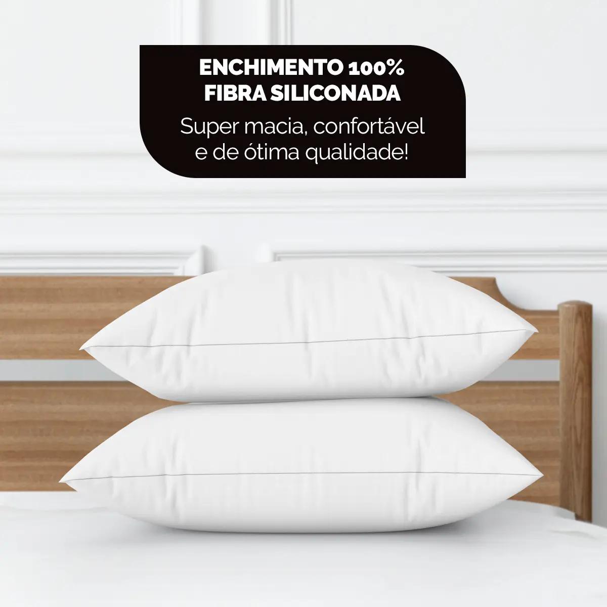 Kit 2 Travesseiros 70x50 Antialérgico Lavável Fibra Siliconada Oaktex