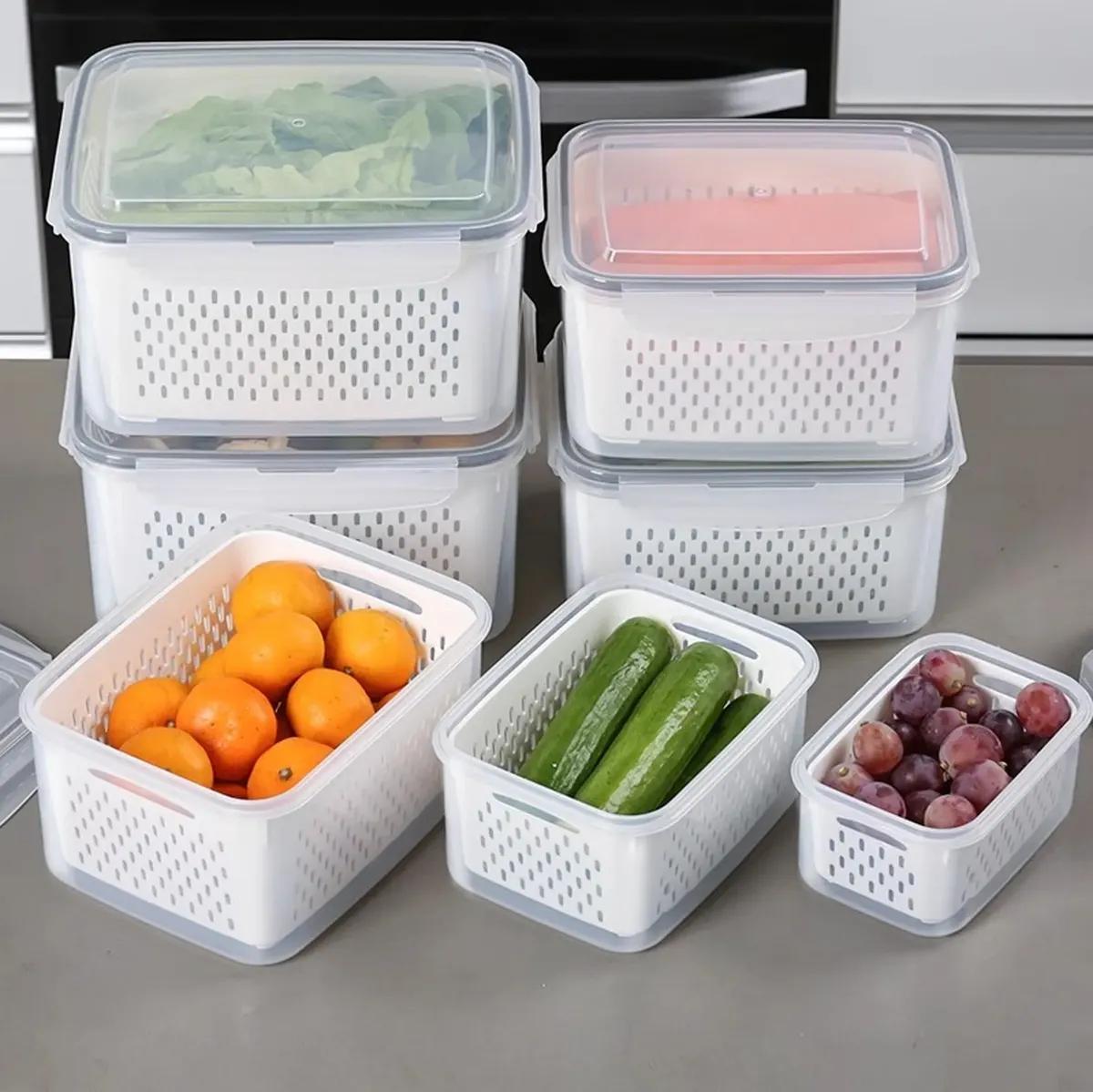 Kit 3 Organizadores Geladeira com Tampas para Alimentos