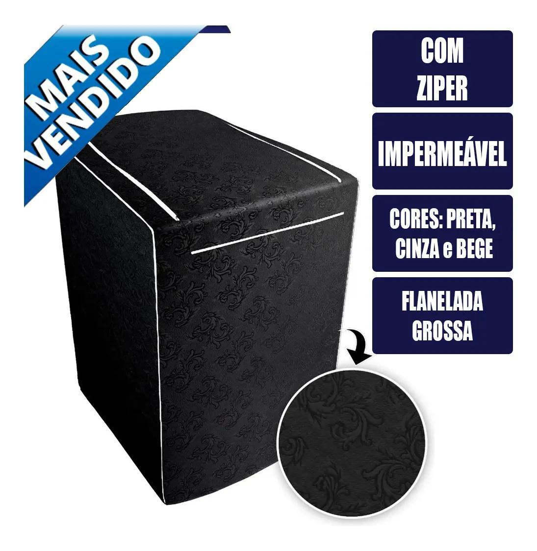 Capa para Máquina de Lavar Roupas Ziper 10kg a 18kg