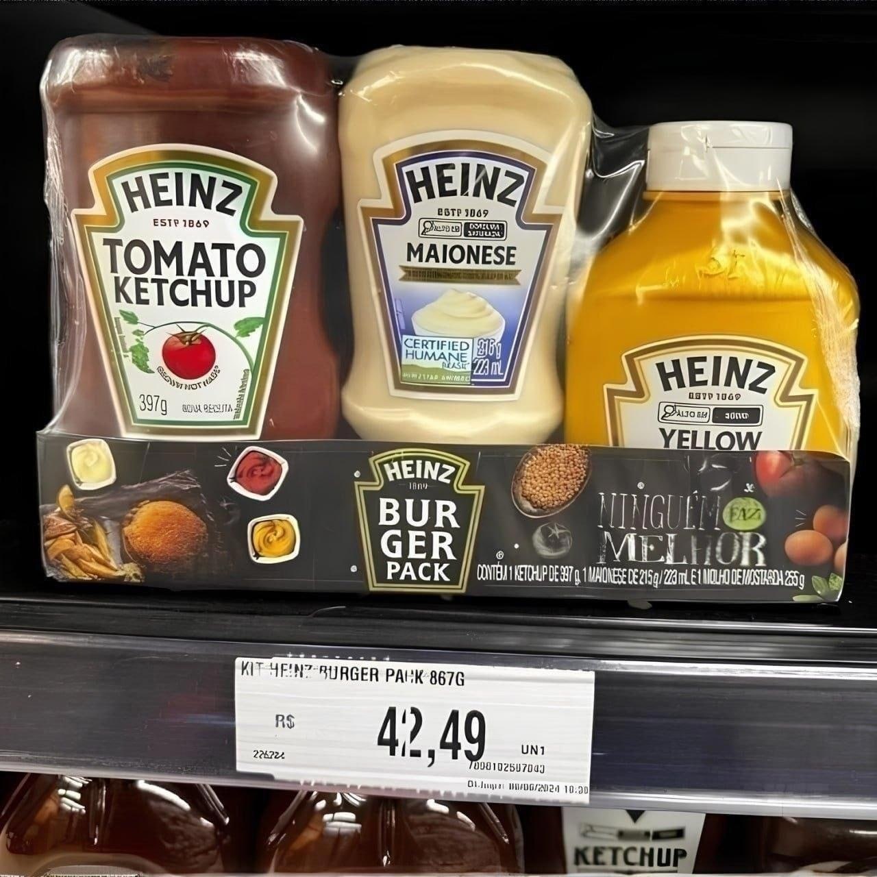 Heinz Pack Hamburguer - Ketchup 397g + Maionese 215g + Mostarda 255g