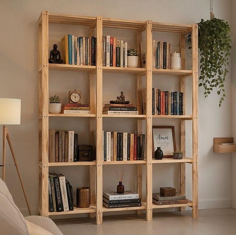 Estante para Livros de Madeira 5 Prateleiras Reforçada