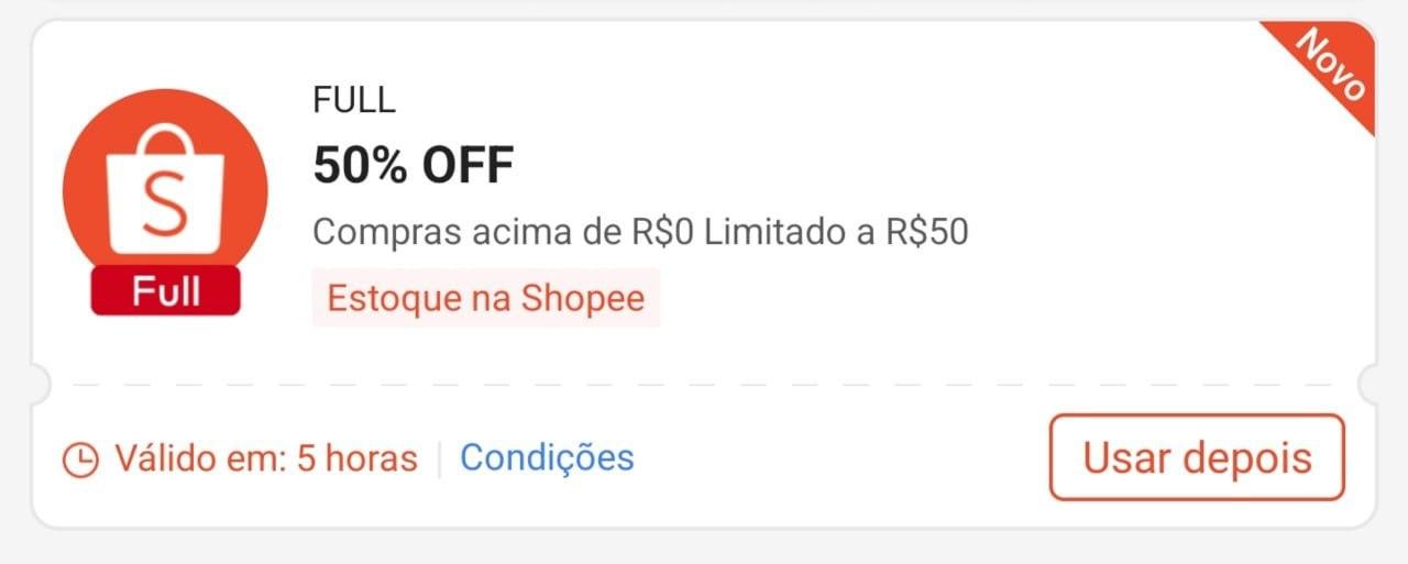 Cupom Shopee 50% OFF - Até R$50 de Desconto
