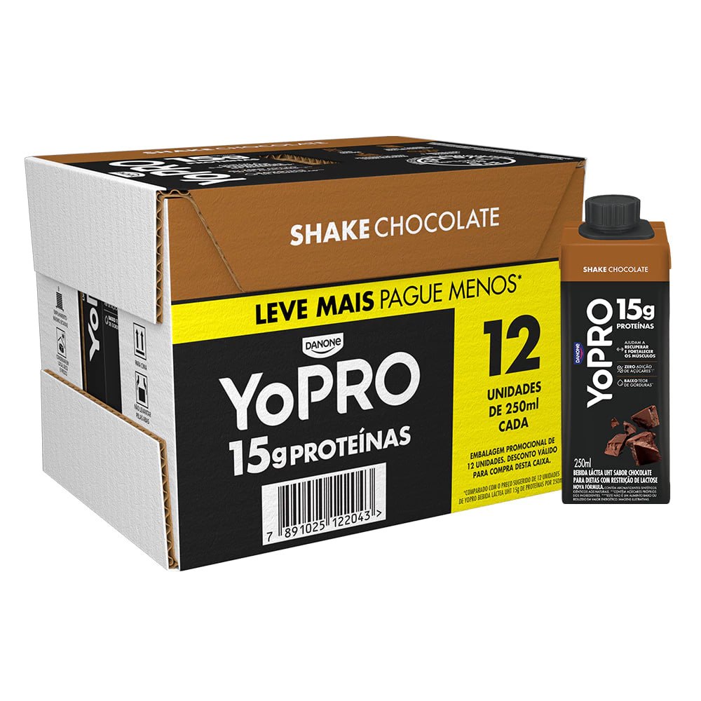 YoPRO Chocolate 15g de Proteínas 250ml - 12 Unidades