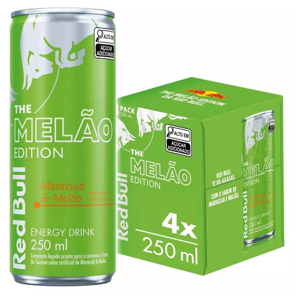 Red Bull Energético 250ml - Pack 4 Latas Maracujá e Melão
