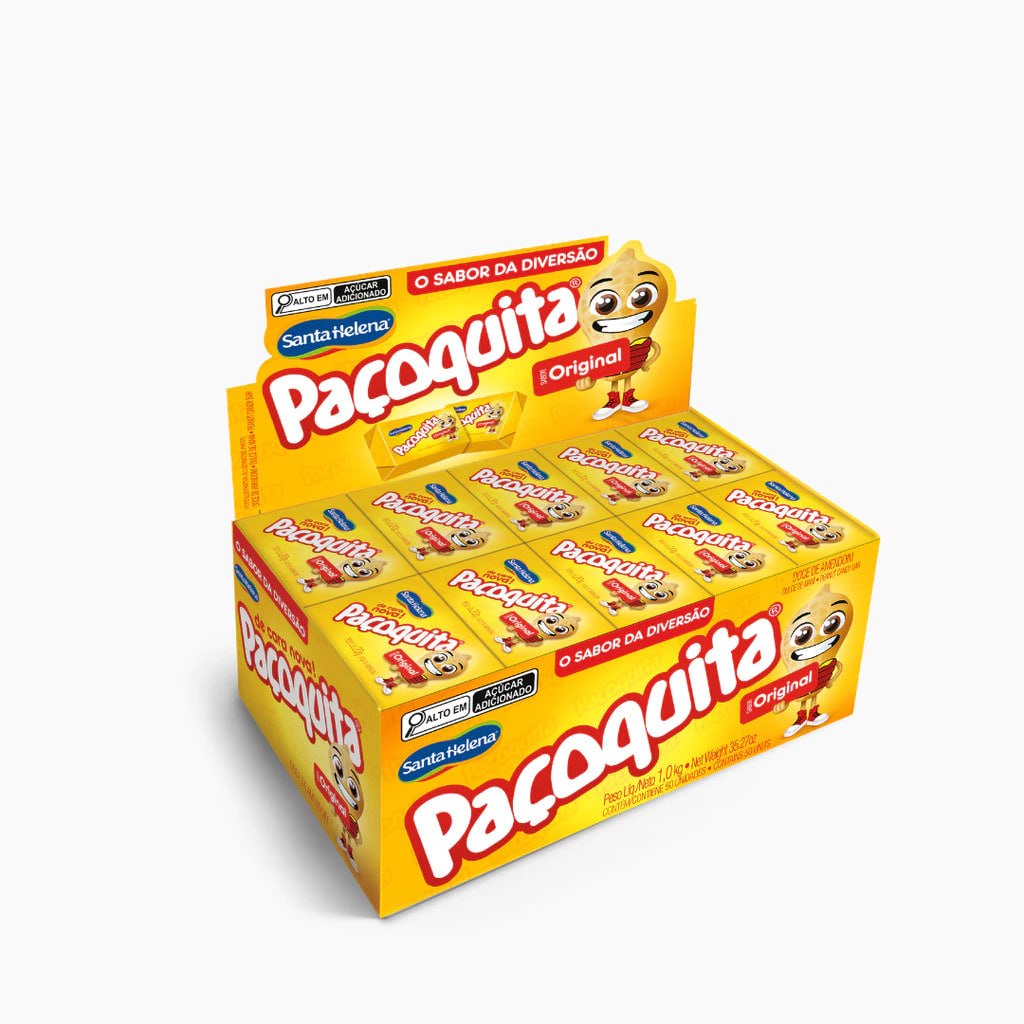 Paçoquita Quadrada Embalada Display 1kg - 50 Unidades 20g