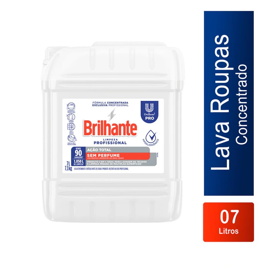 Sabão Líquido Ação Total Sem Perfume 7L Brilhante