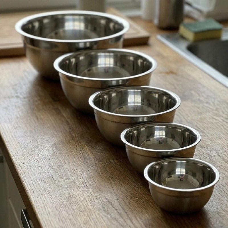 Kit 5 Tigelas Bowls em Aço Inox Saladeira