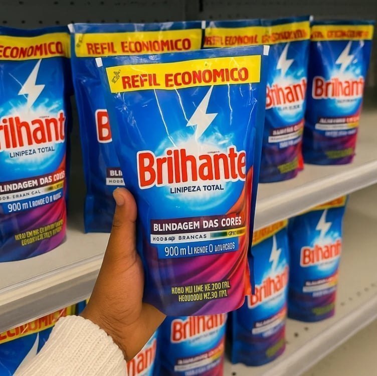 Refil Sabão Líquido Brilhante Limpeza Total 900ml