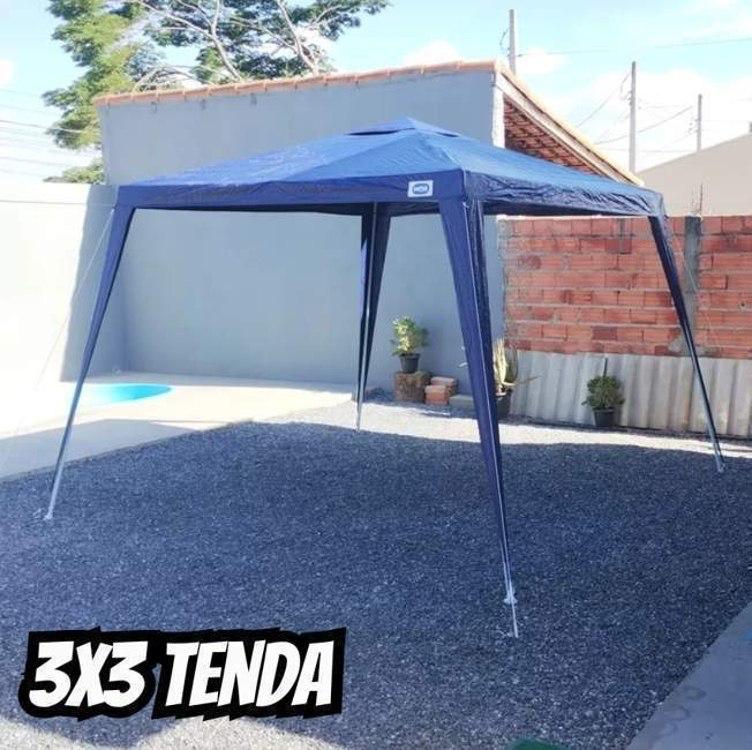 Tenda Gazebo Azul Polietileno 3x3 Metros Desmontável