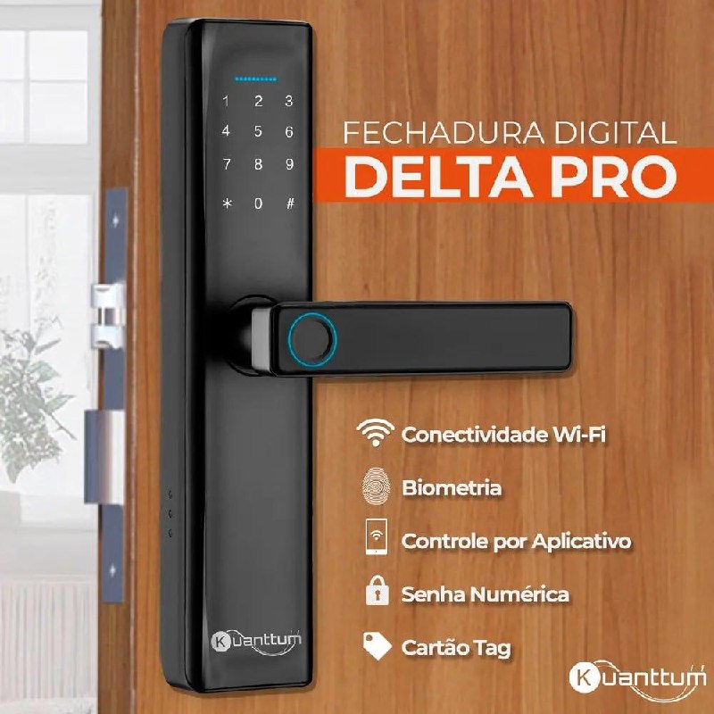 Fechadura Eletrônica Digital com Biometria Kuantttum Delta Pro