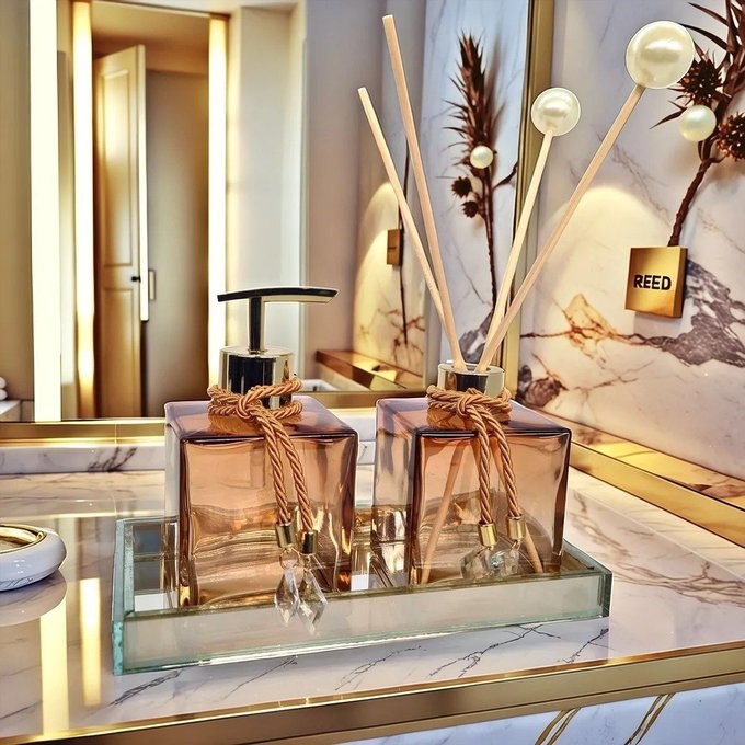 Kit Lavabo Completo Banheiro com Bandeja Luxo Vidro