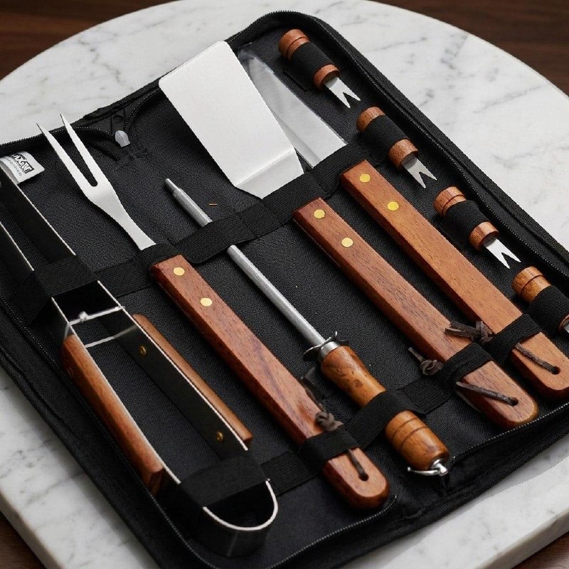 Kit Churrasco 360 Aço Inoxidável 10 Peças