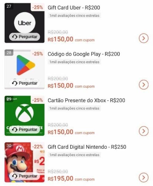 Gift Card Shopee com R$ 50 OFF