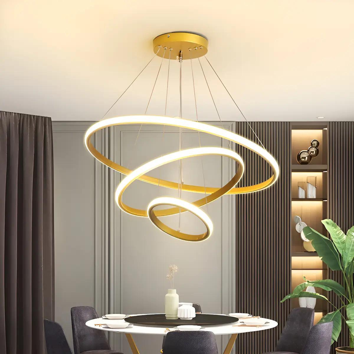 Lustre Pendente LED Moderno 89W 3 Arcos Dourado