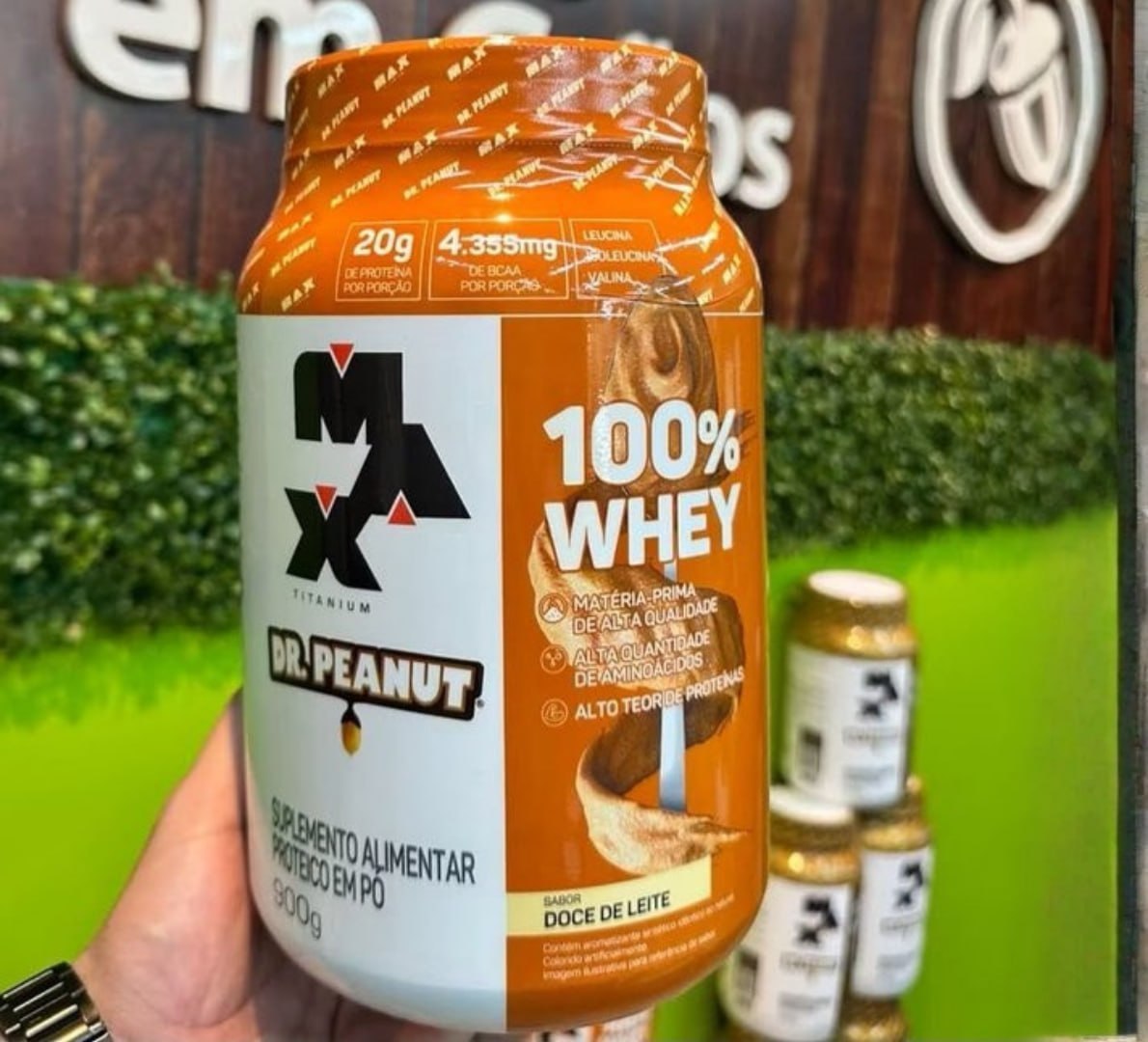 100% Whey Max Titanium x Dr. Peanut 900g Doce de Leite