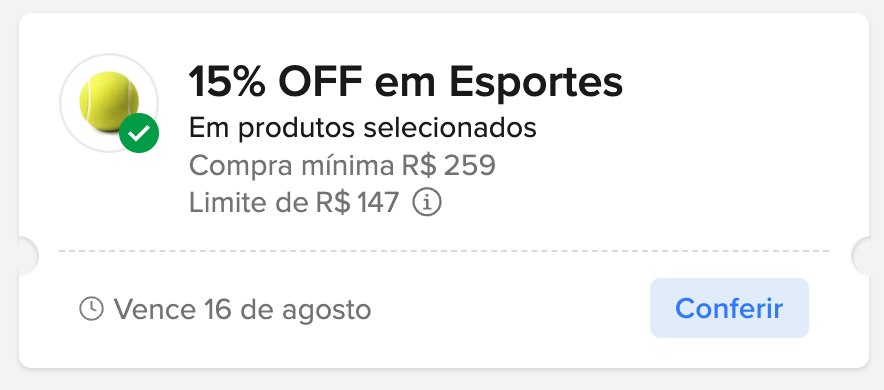 Cupom 15% OFF Mercado Livre - Artigos Esportivos