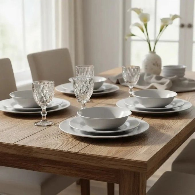 Aparelho de Jantar 16 Peças Vidro Cinza com Taça Diamond