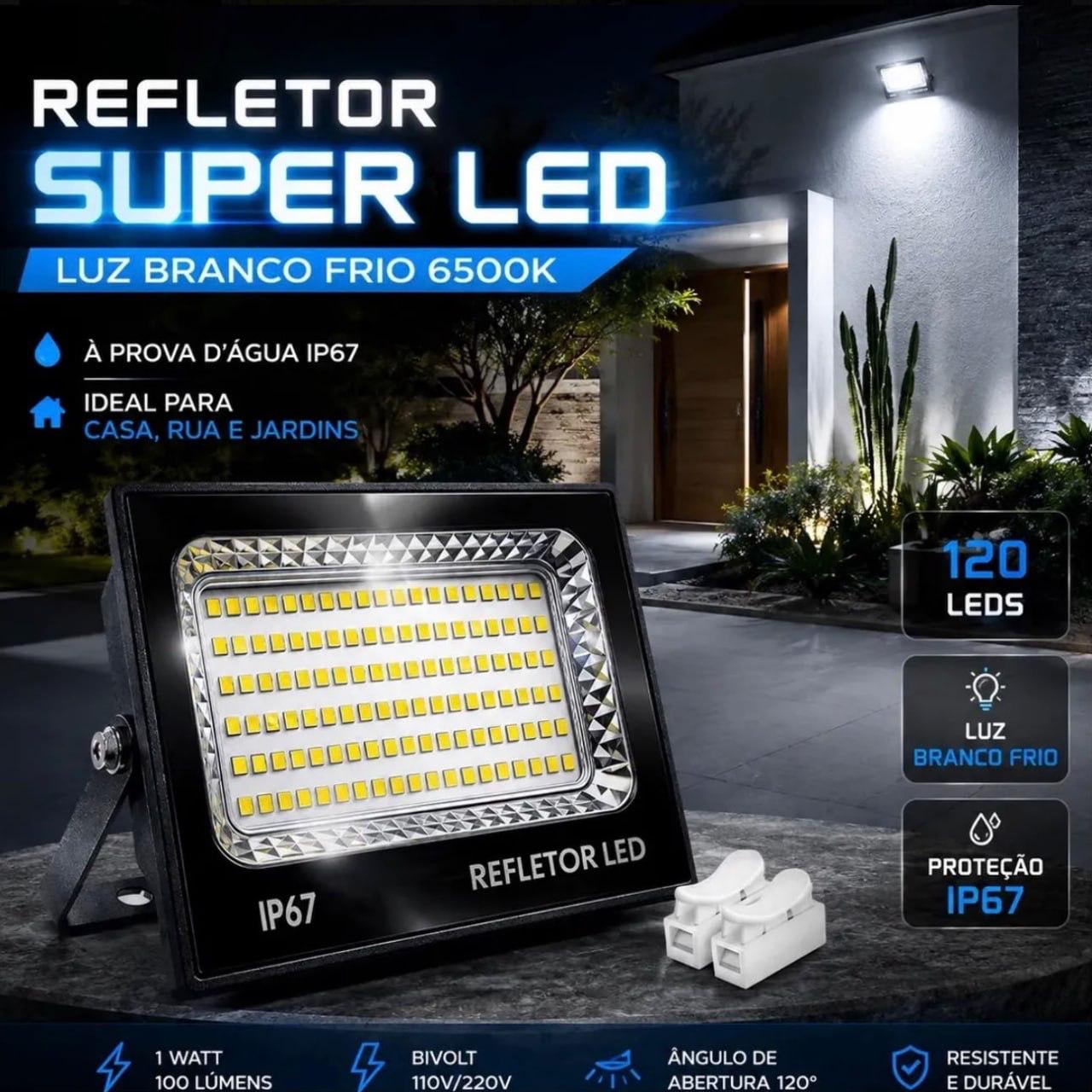 Kit 2 Refletor Super Led 400w IP67 Bivolt Branco Frio 6500k