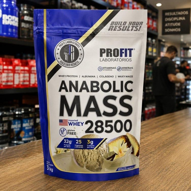 Hipercalórico Anabolic Mass 28500 3kg Profit Labs Baunilha