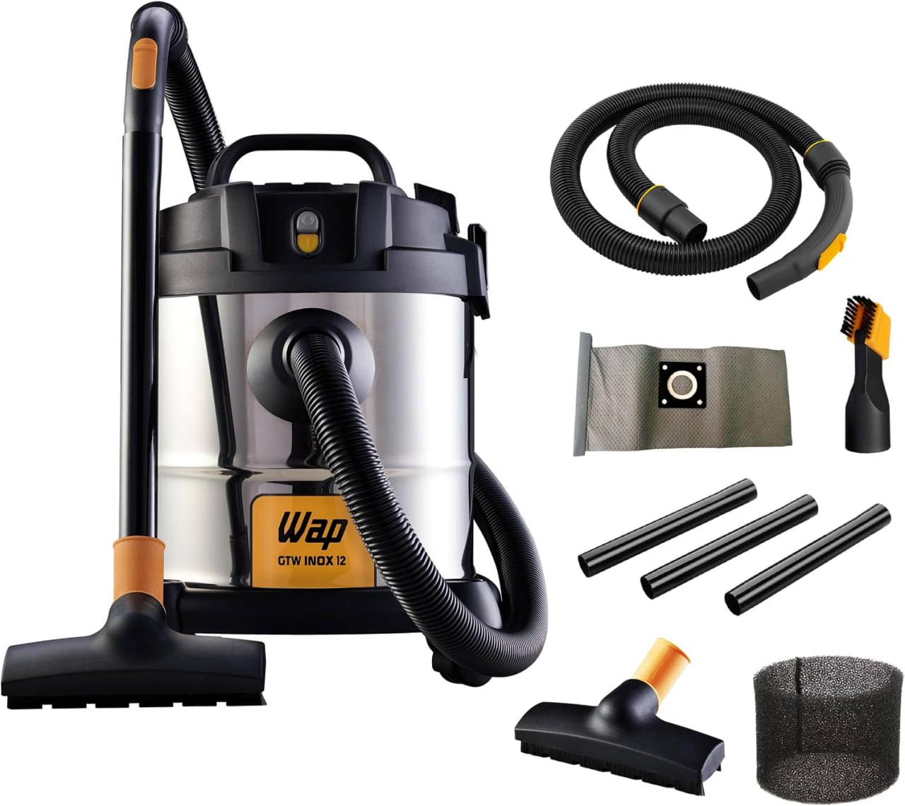 WAP Aspirador de Pó e Água Barril GTW INOX 12 Litros 1400W