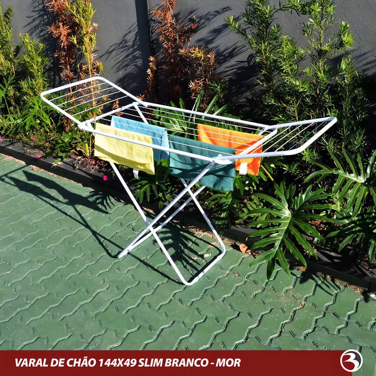 Varal de Chão Abas Slim Dobrável Retrátil Aço Reforçado Mor