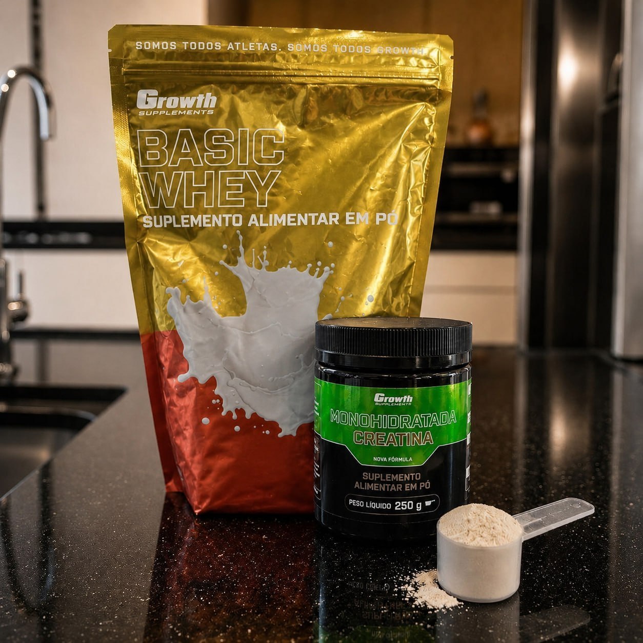 Kit Growth Whey Protein 1kg + Creatina Monohidratada 250g