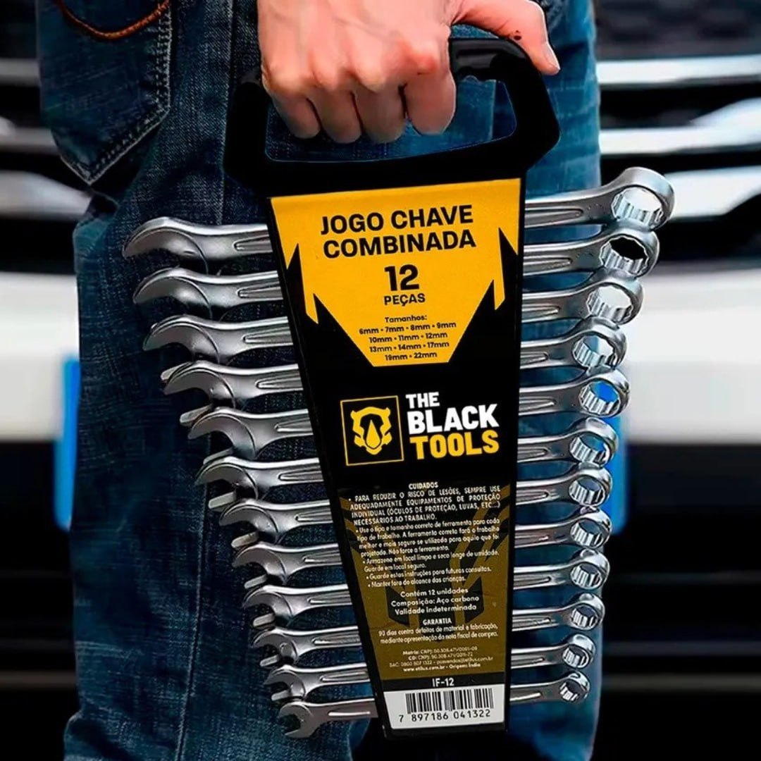 Jogo de Chave Boca e Estrela Combinada 12 Peças IF-12 The Black Tools