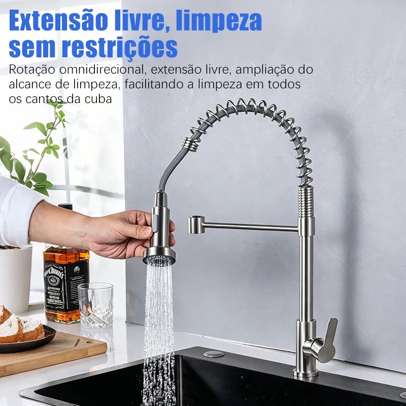 Torneira Cozinha Gourmet Monocomando Bancada Flexível