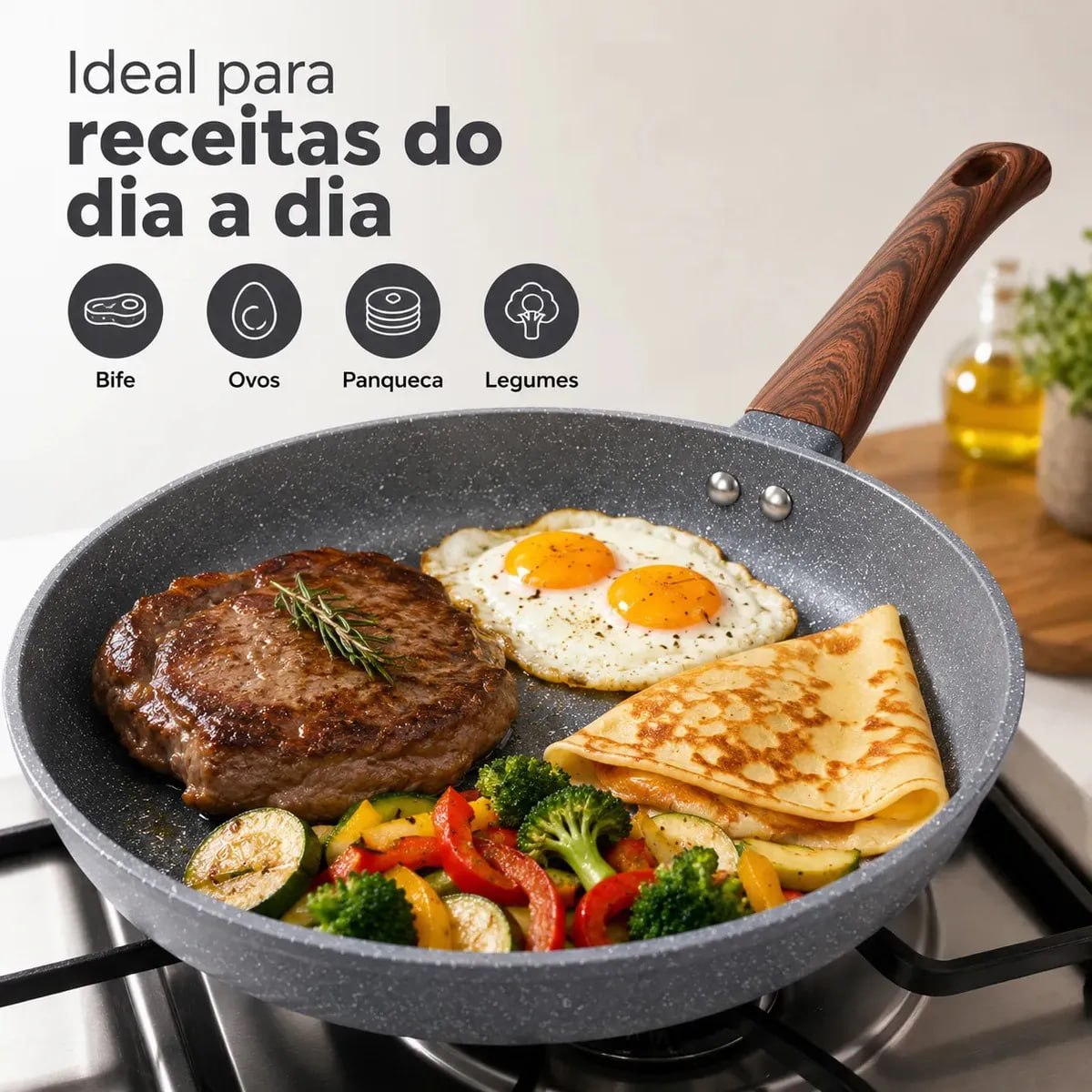 Frigideira Antiaderente Cerâmica Reforçada 24cm