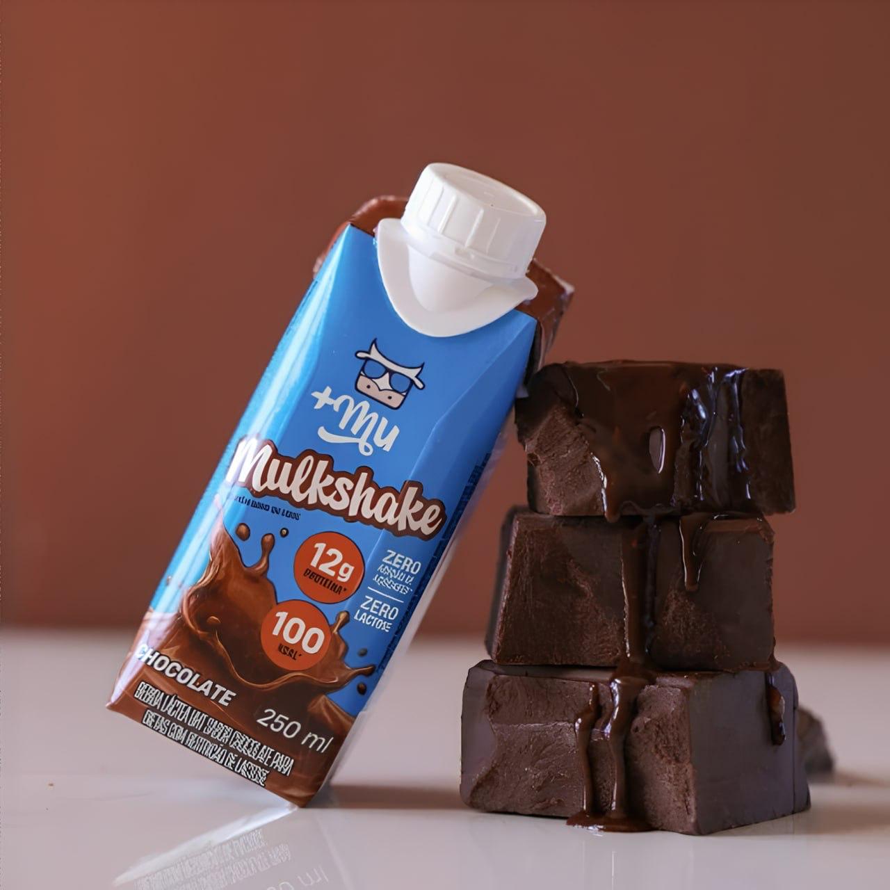 +Mu Milkshake Bebida Com Whey Chocolate 250ml - 12 Unidades