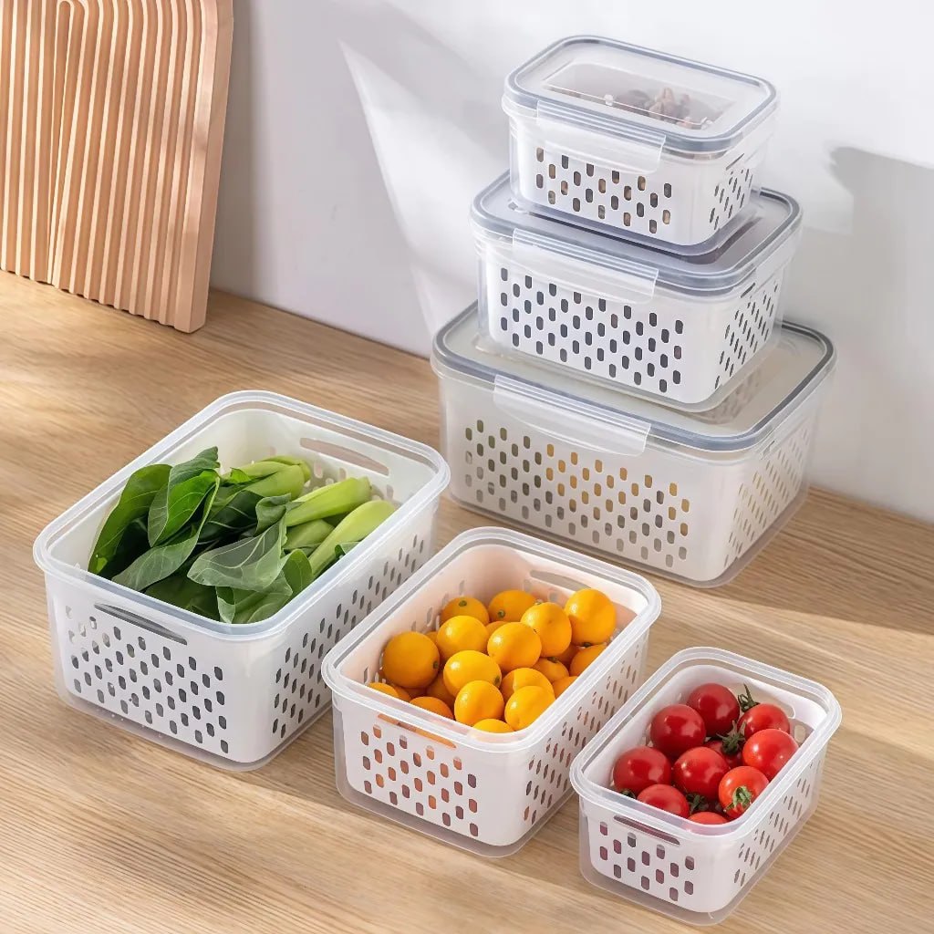 Kit 3 Organizadores Geladeira com Tampas