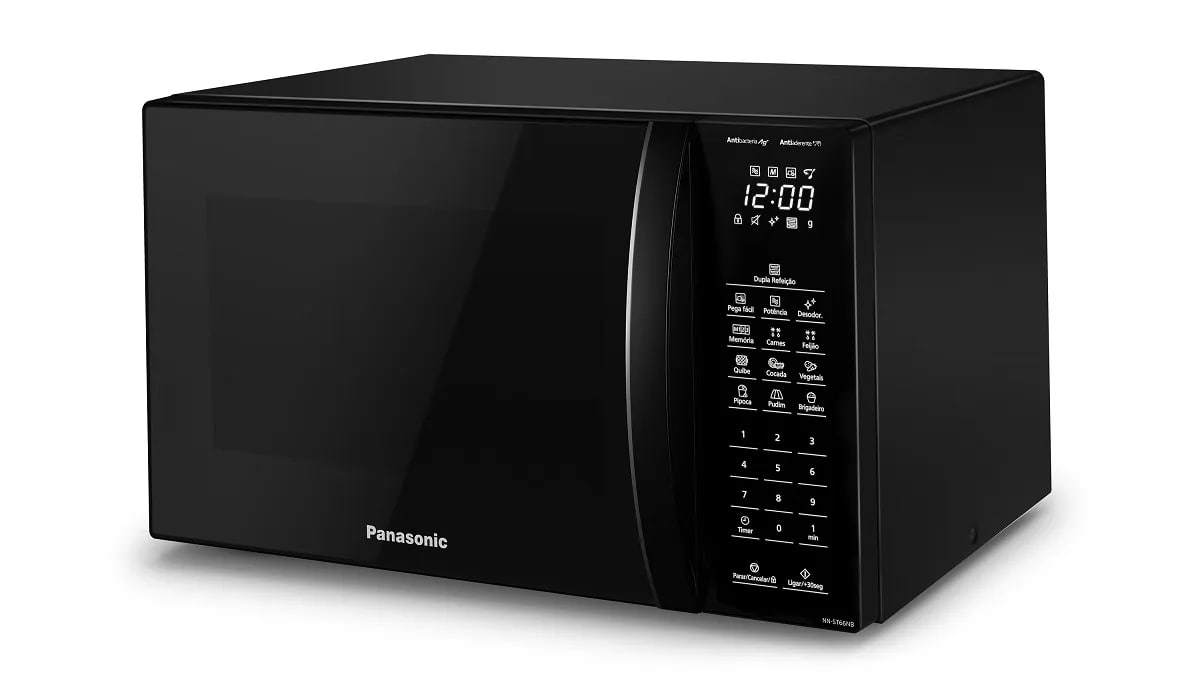Microondas Panasonic Black Glass 34L Dupla Refeição 110V